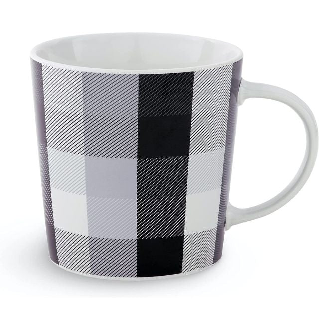 Vera Bradley Coffee Mug, Cute Ceramic Cup Holds 12 Ounces, Dishwasher and Microwave Safe, Kingbird Plaid