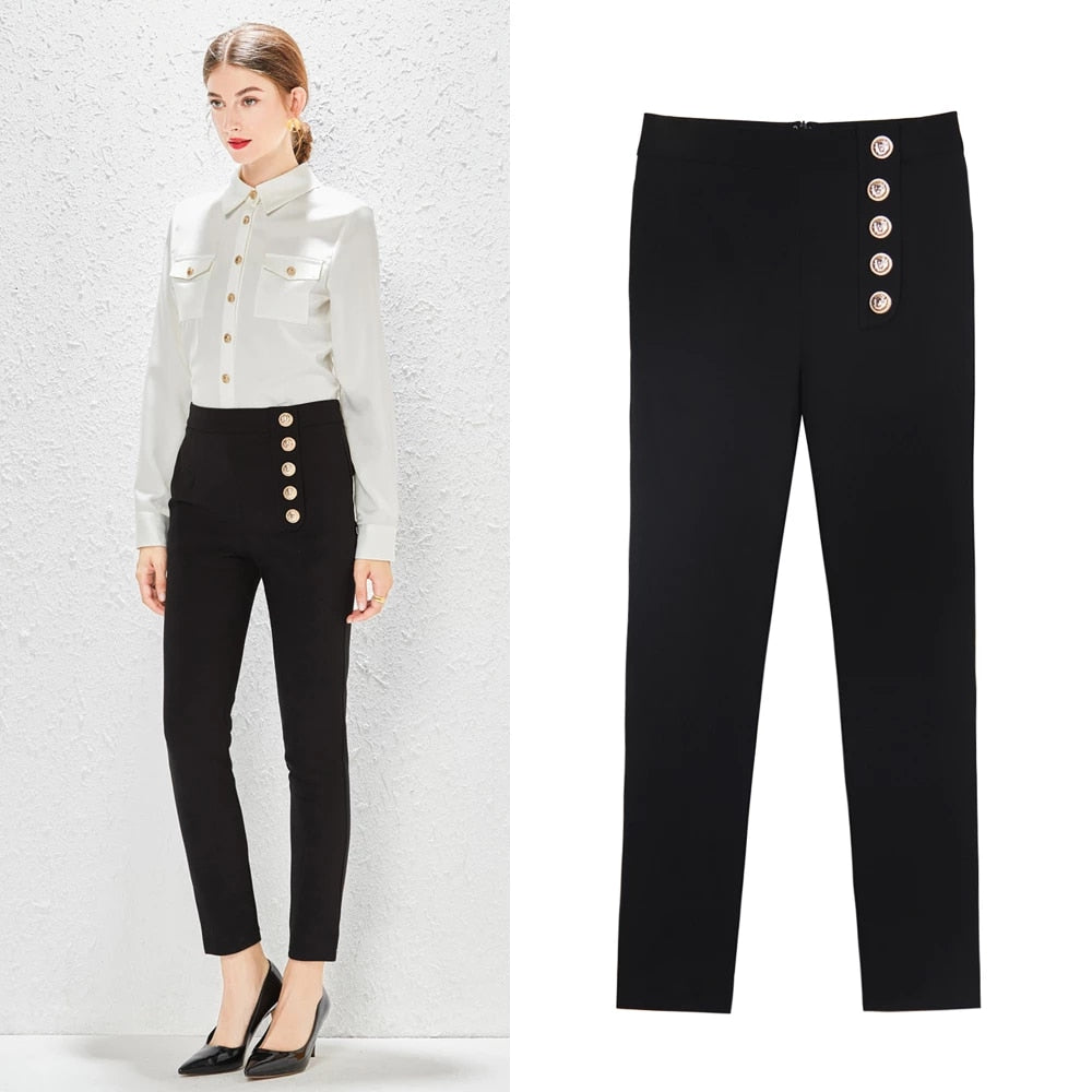 Pencil Pants-White/Black