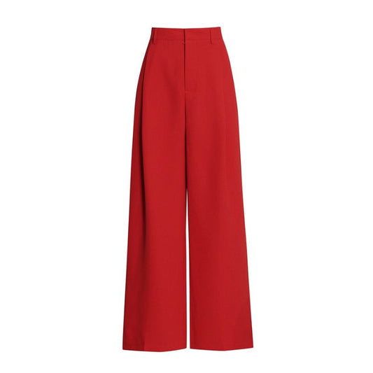 High Waist Wide Leg Pants-Red