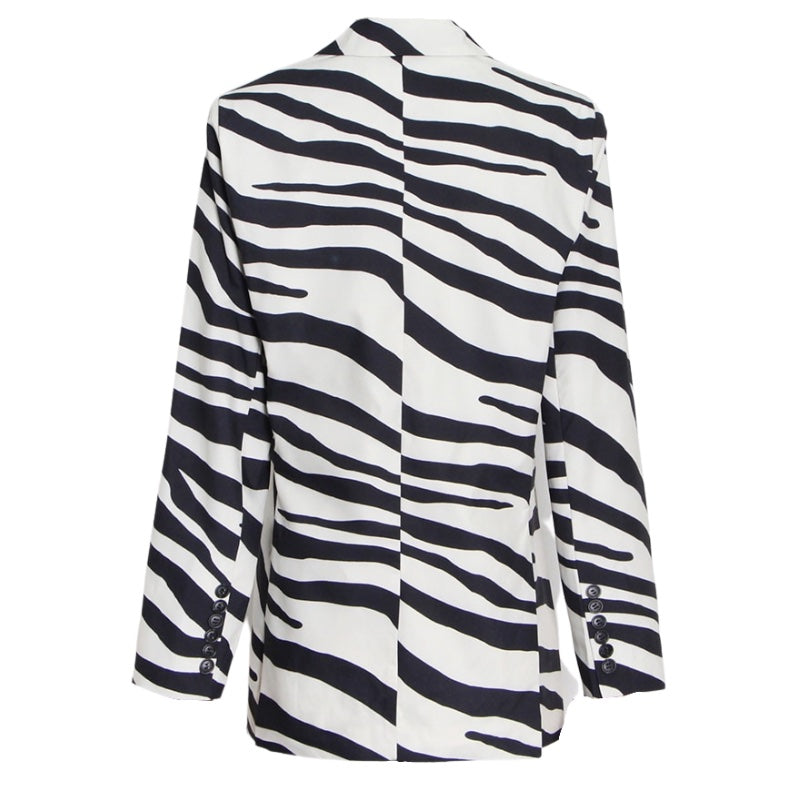 Long Sleeve Zebra Print Blazer Jacket-Mult