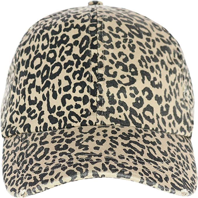 David & Young Distressed Ballcap-Leopard Print