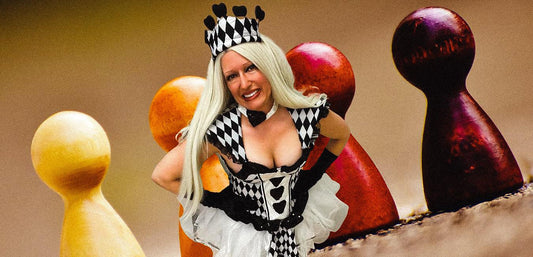 Chess Queen Costume-Medium with Elbow Length Satin Gloves