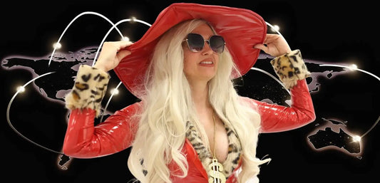 Miss Made of Money Costume with Hat, Sunglasses & Dollar Sign Necklace