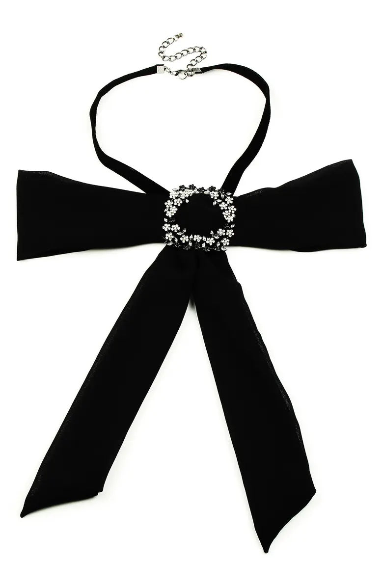Eye Candy Los Angeles Bowtie Choker Necklace-Black NWT