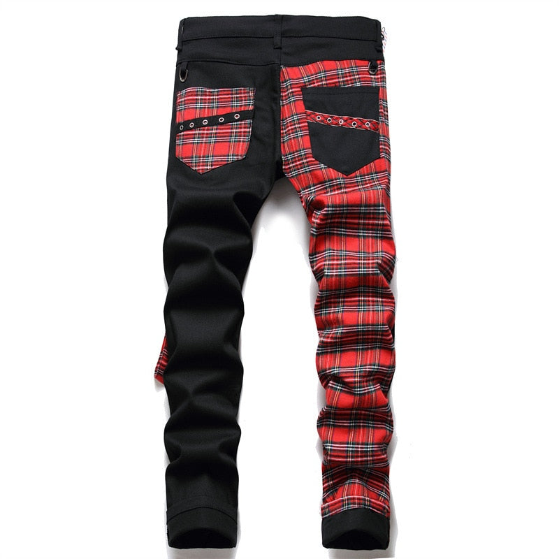 Plaid Black Denim Jean Pants