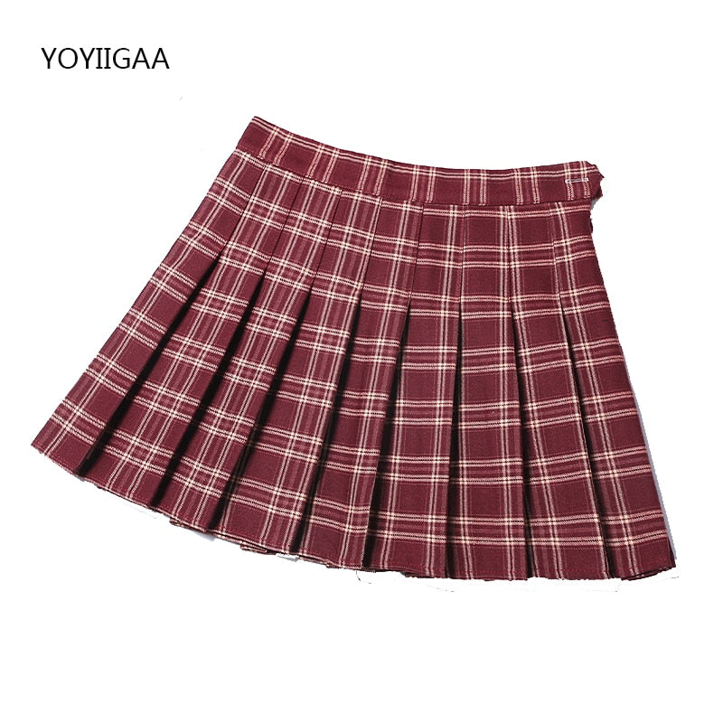 High Waist Pleated A-line Skirts-Red/Multiple Options