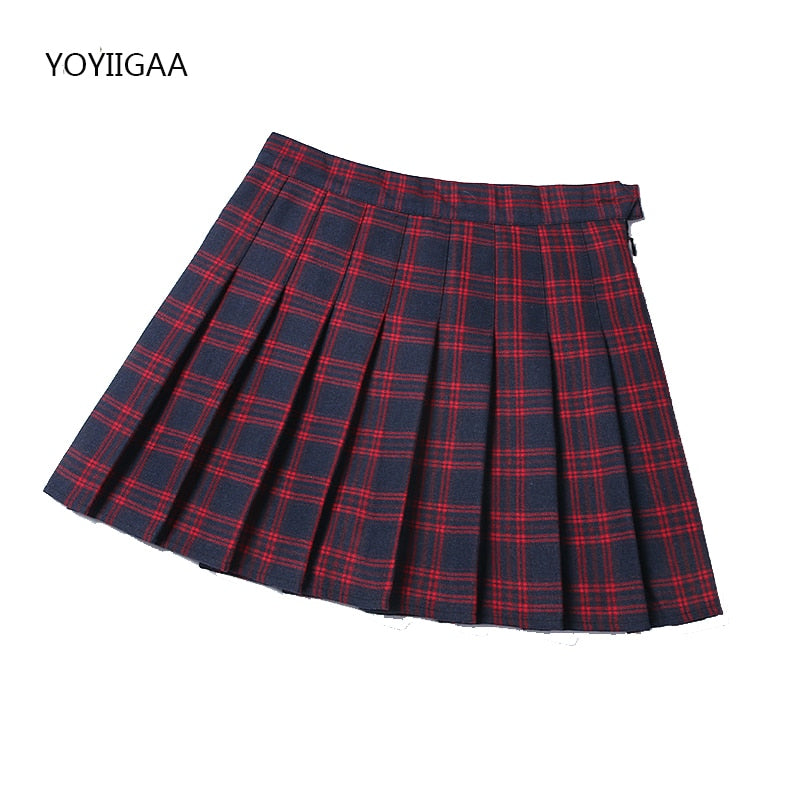 High Waist Pleated A-line Skirts-Red/Multiple Options