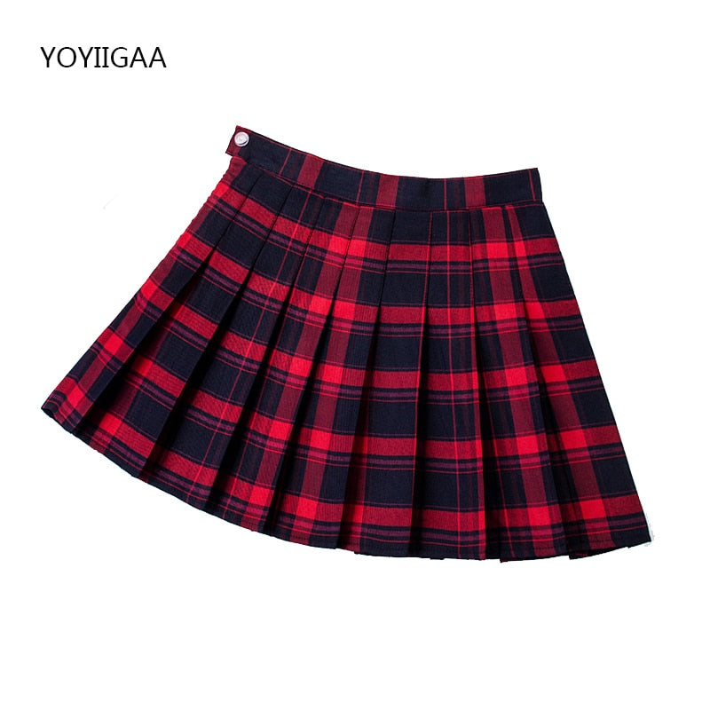 High Waist Pleated A-line Skirts-Red/Multiple Options