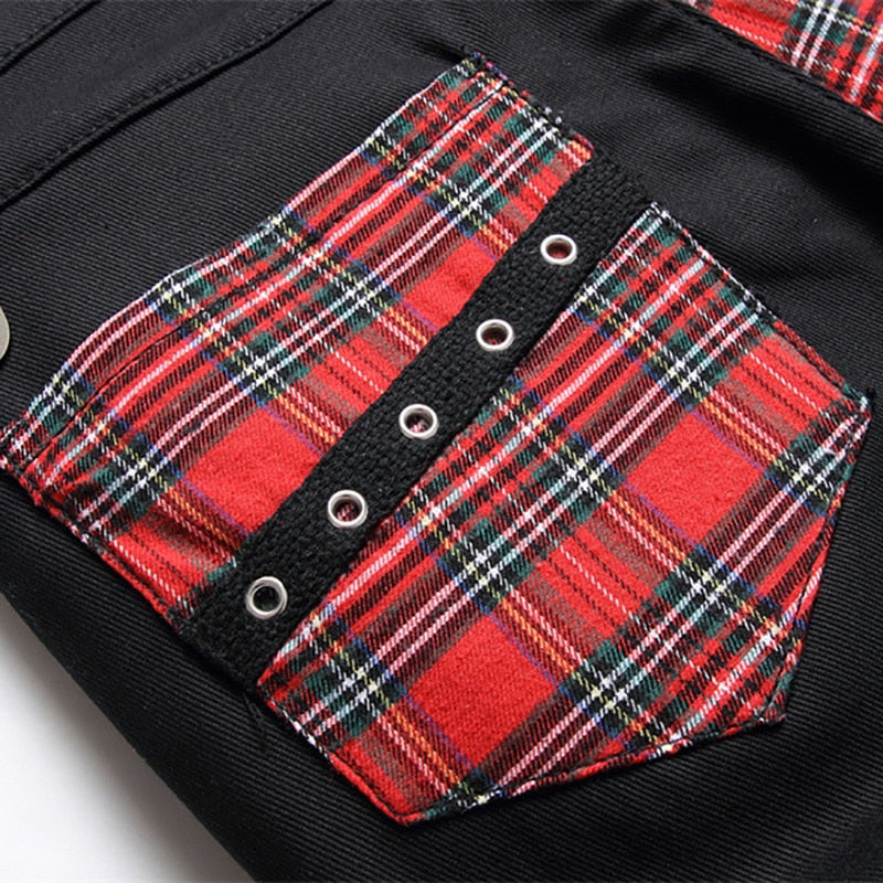 Plaid Black Denim Jean Pants