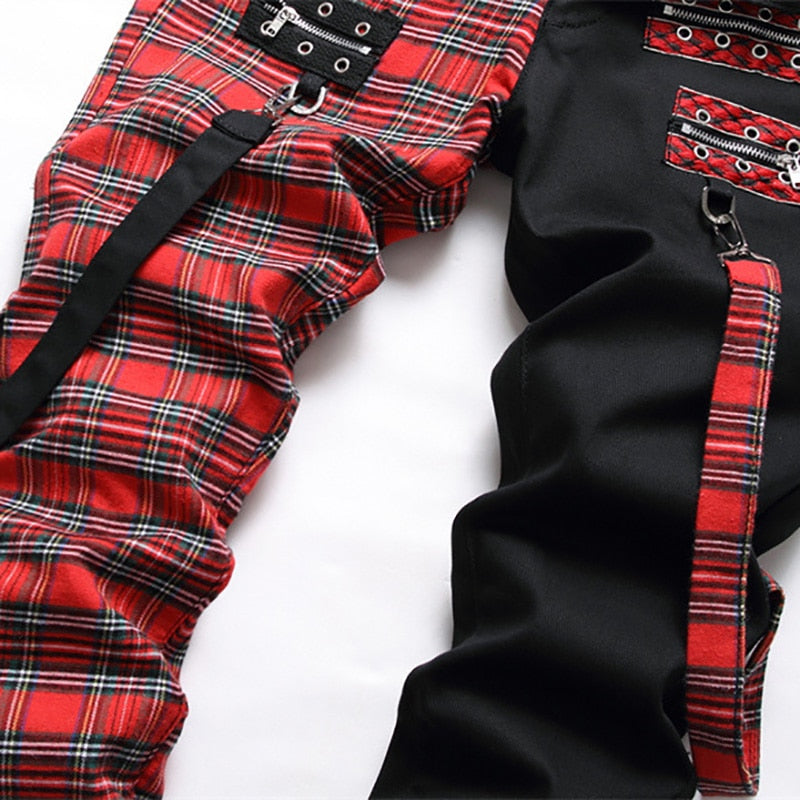 Plaid Black Denim Jean Pants