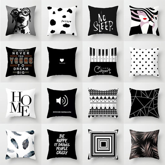 Black And White Throw Pillow Cushion Cover-Multiple Options