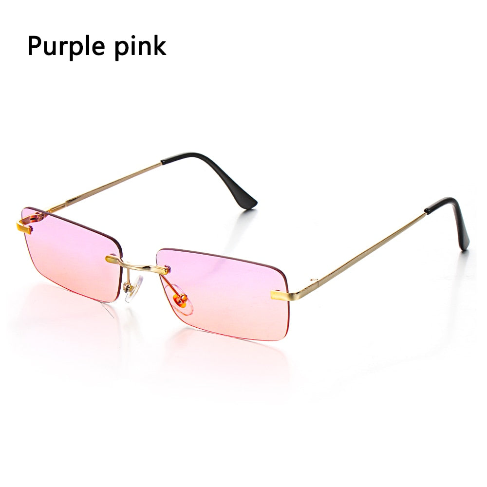 Vintage Retro Rimless Rectangle Unisex Sunglasses-Multiple Options