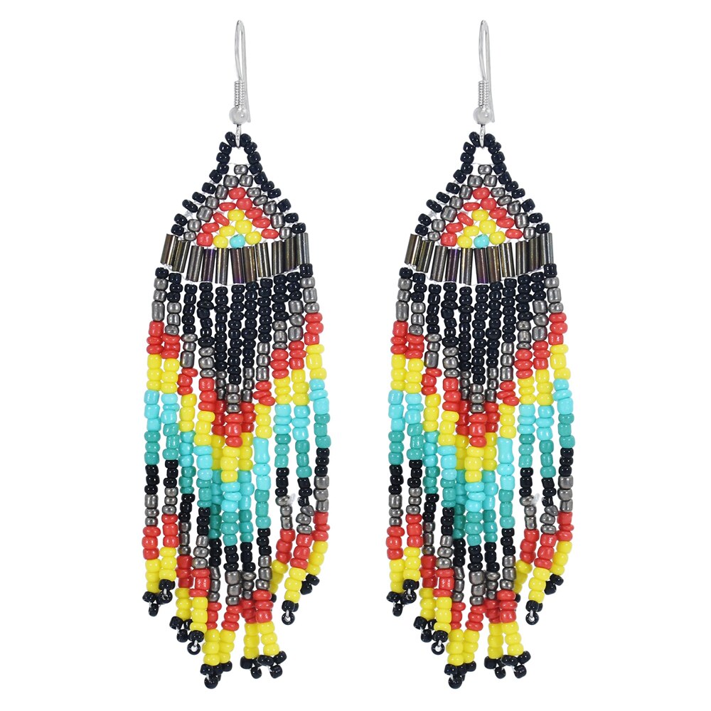 Beaded Bib Statement Choker Necklace/Earrings/Set-Multicolor