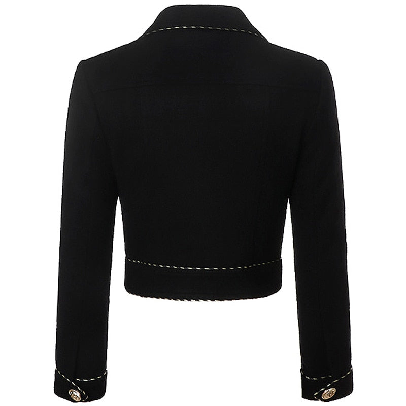 Long Sleeve Cropped Jacket-Black
