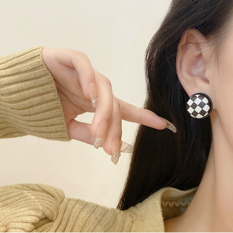 Black White Striped Drop Earrings-Multiple Options