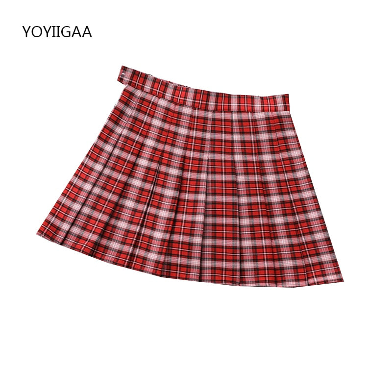 High Waist Pleated A-line Skirts-Red/Multiple Options