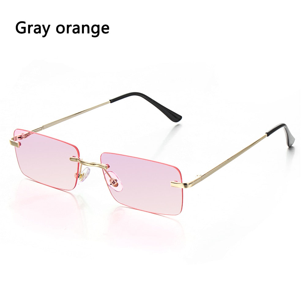 Vintage Retro Rimless Rectangle Unisex Sunglasses-Multiple Options