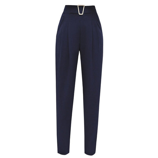 High Waist Harem Pants-Navy Blue/Khaki