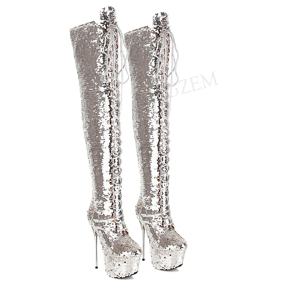 Over Knee Sequin Heel Boots-Multiple Options