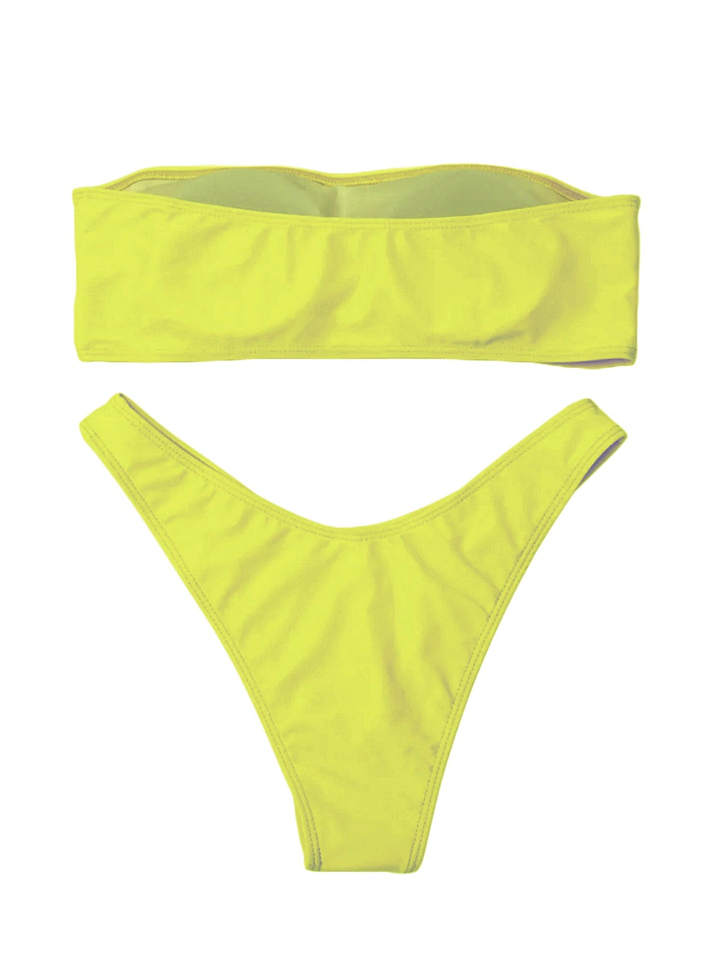 Caution Slippery When Wet Strapless Swimsuit-Yellow-Large