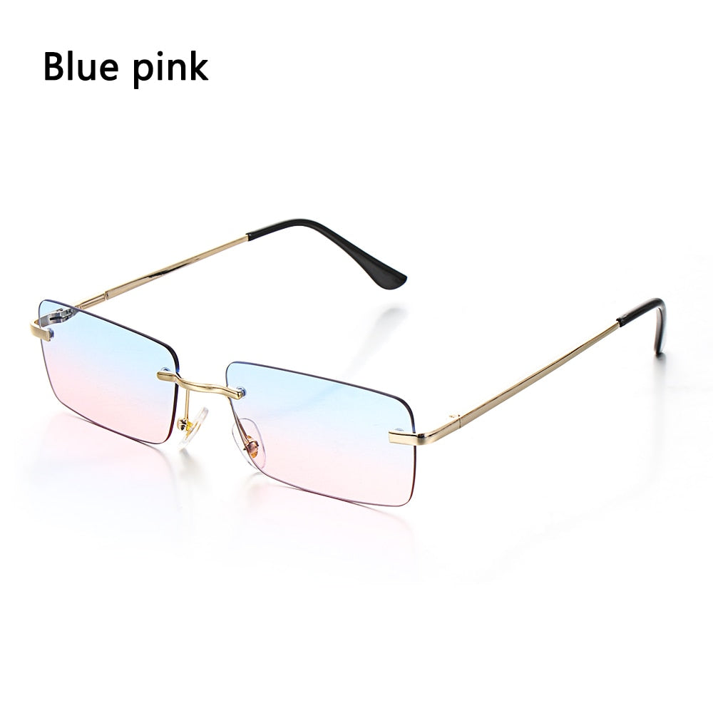 Vintage Retro Rimless Rectangle Unisex Sunglasses-Multiple Options