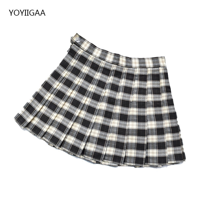High Waist Pleated A-line Skirts-Black/White/Multiple Options
