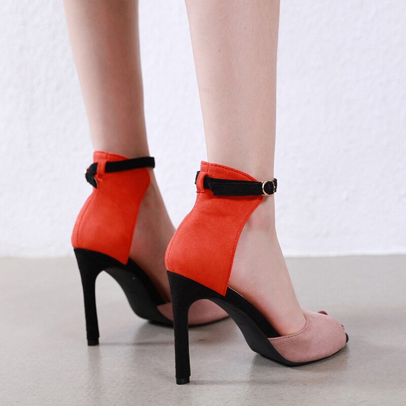 One Buckle High Heel Peep Toe Sandals