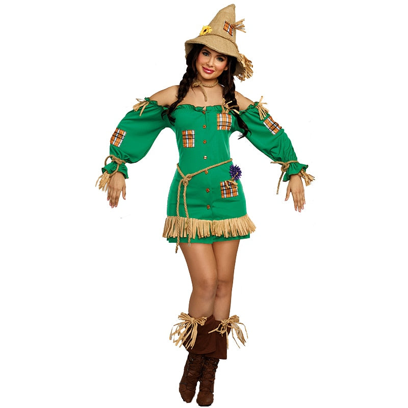 Scarecrow Cosplay Costume-Gray/Green