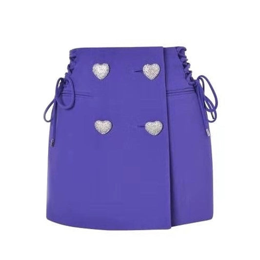 Purple Mini Skirt with Heart Shaped Buttons