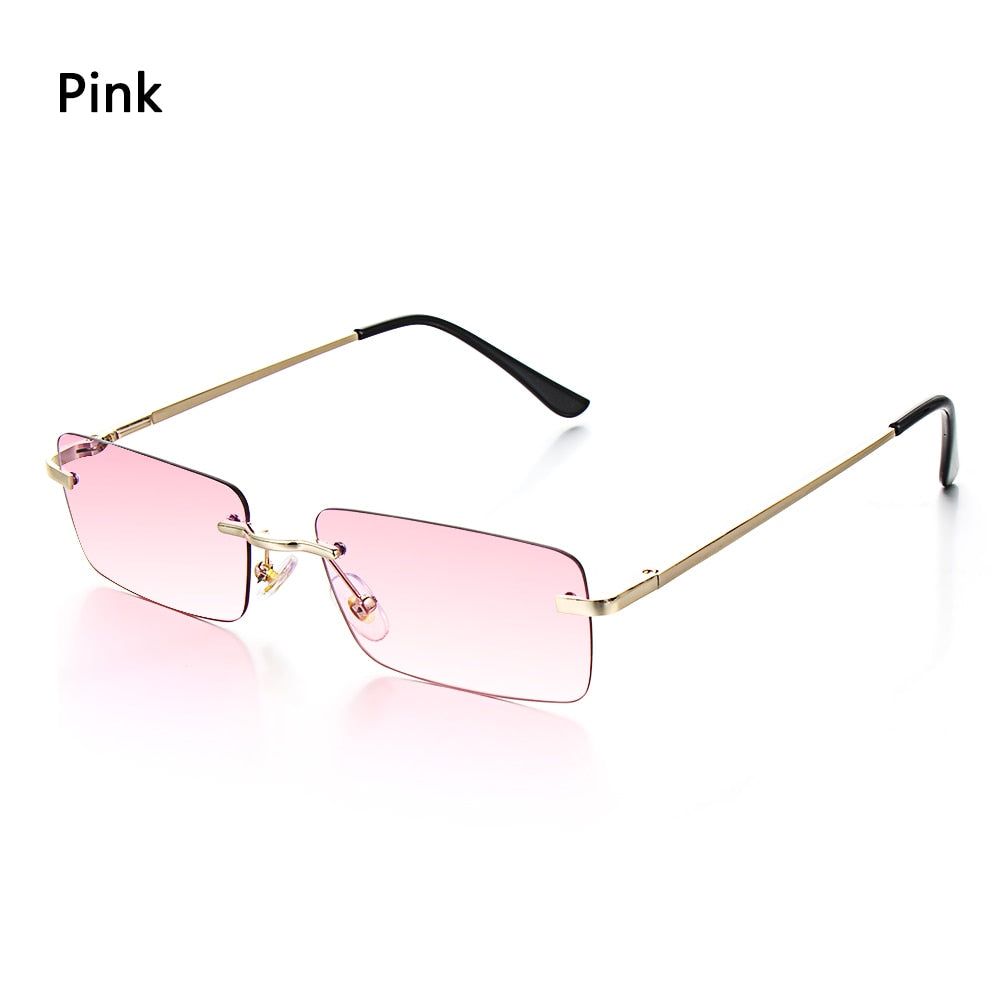 Vintage Retro Rimless Rectangle Unisex Sunglasses-Multiple Options