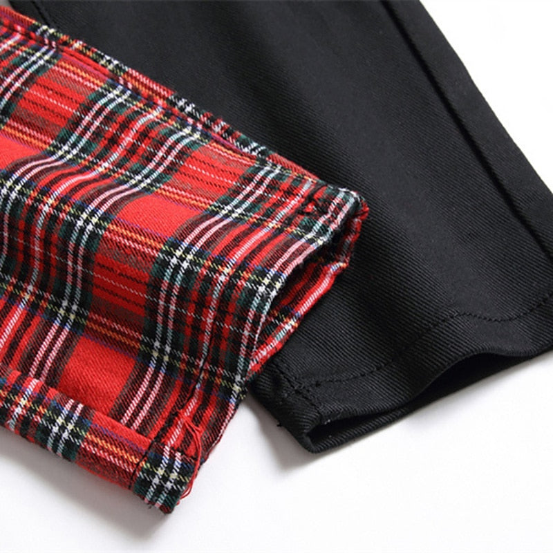 Plaid Black Denim Jean Pants
