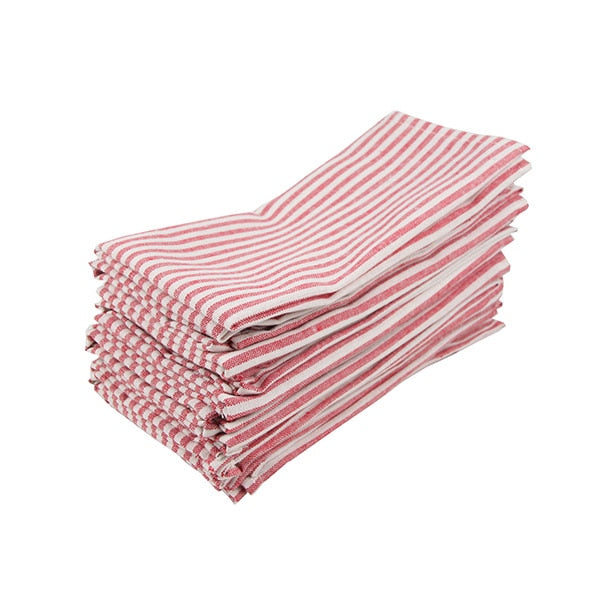 Striped Linen Cotton Blend Cloth Napkins Set of 12-Multiple Options