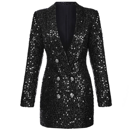 Sequin Blazer Jacket- Black