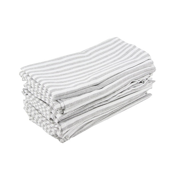 Striped Linen Cotton Blend Cloth Napkins Set of 12-Multiple Options