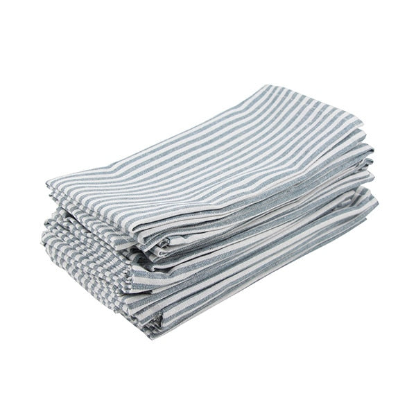 Striped Linen Cotton Blend Cloth Napkins Set of 12-Multiple Options