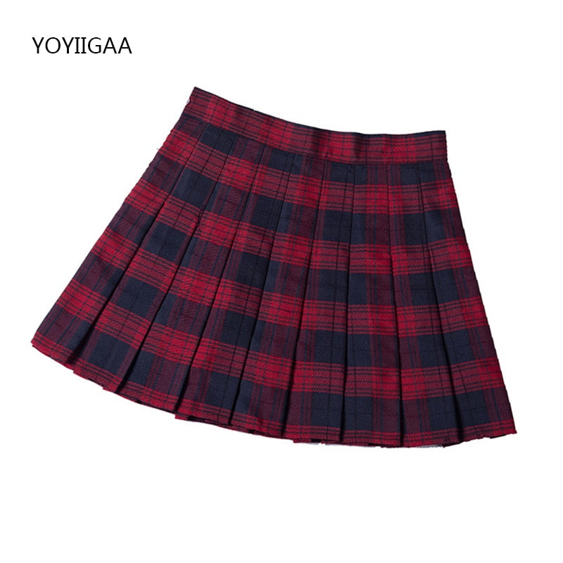 High Waist Pleated A-line Skirts-Red/Multiple Options