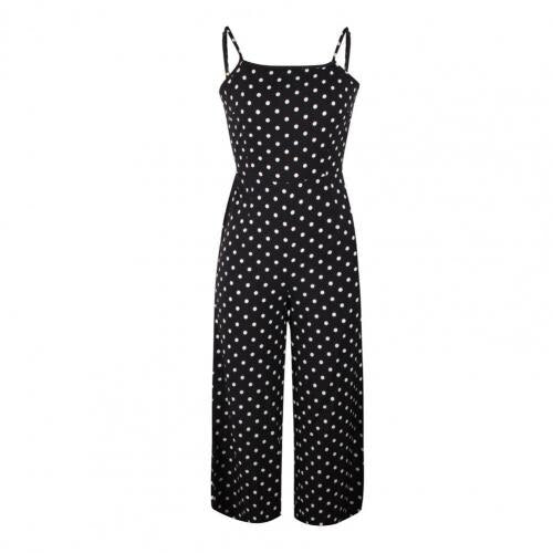 Polka Dot Sleeveless Wide Leg Backless Bow Jumpsuit Romper-Multiple Options