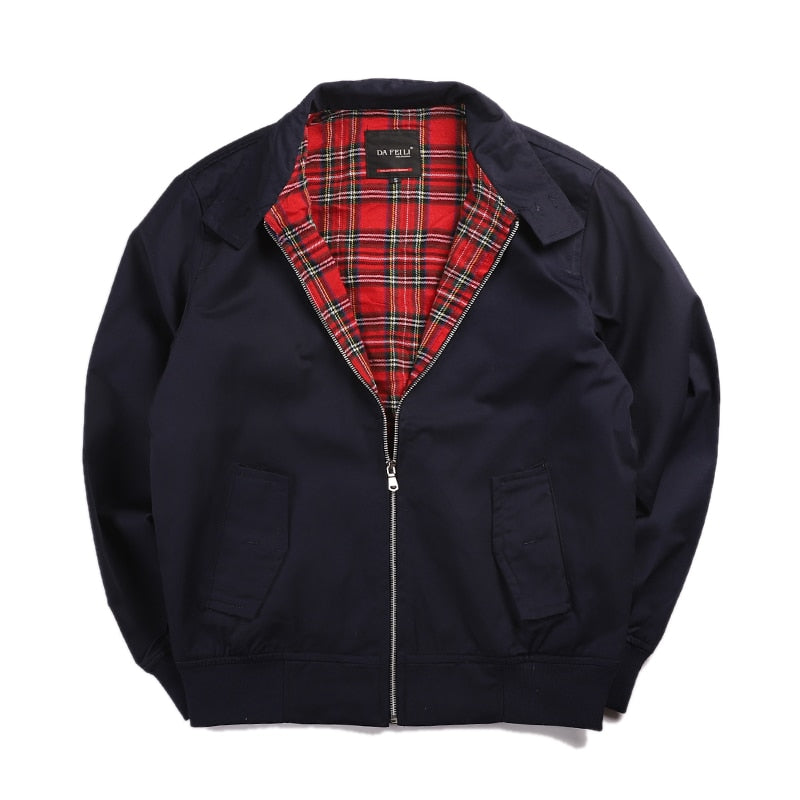 Vintage Classic Bomber Coat Jacket-Blue/Black