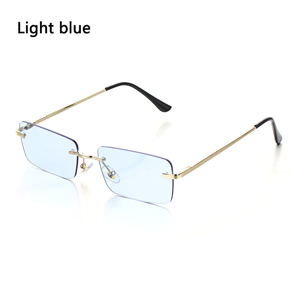 Vintage Retro Rimless Rectangle Unisex Sunglasses-Multiple Options