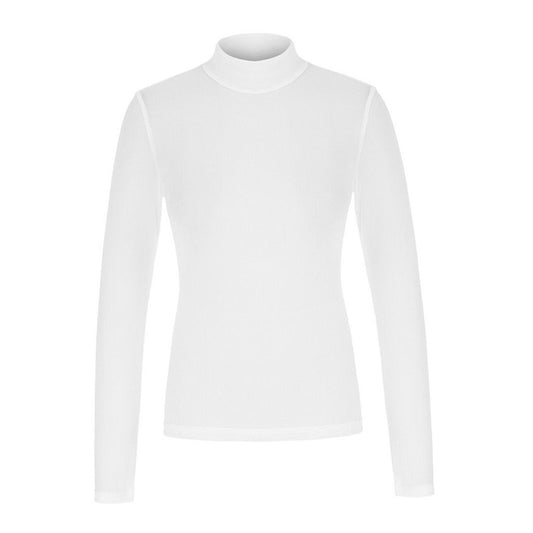 Long Sleeve Sheer Mesh Turtleneck-White