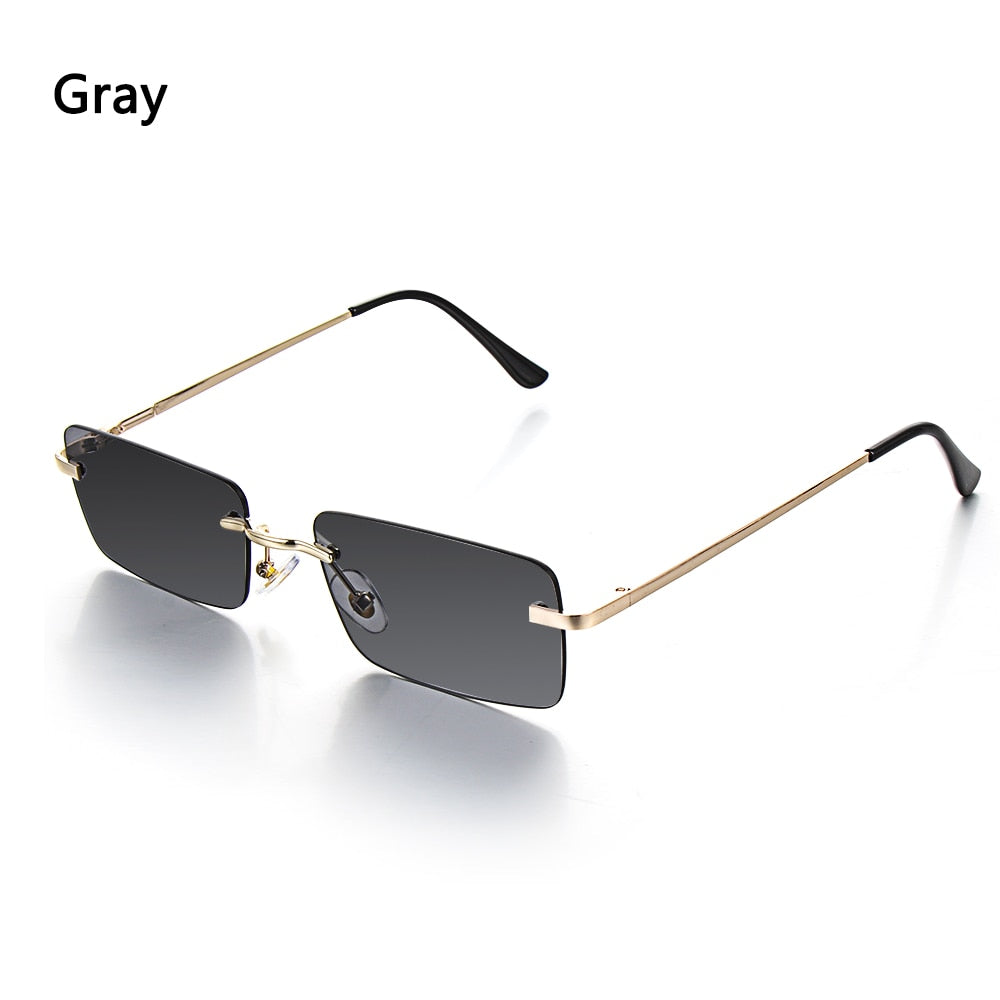 Vintage Retro Rimless Rectangle Unisex Sunglasses-Multiple Options