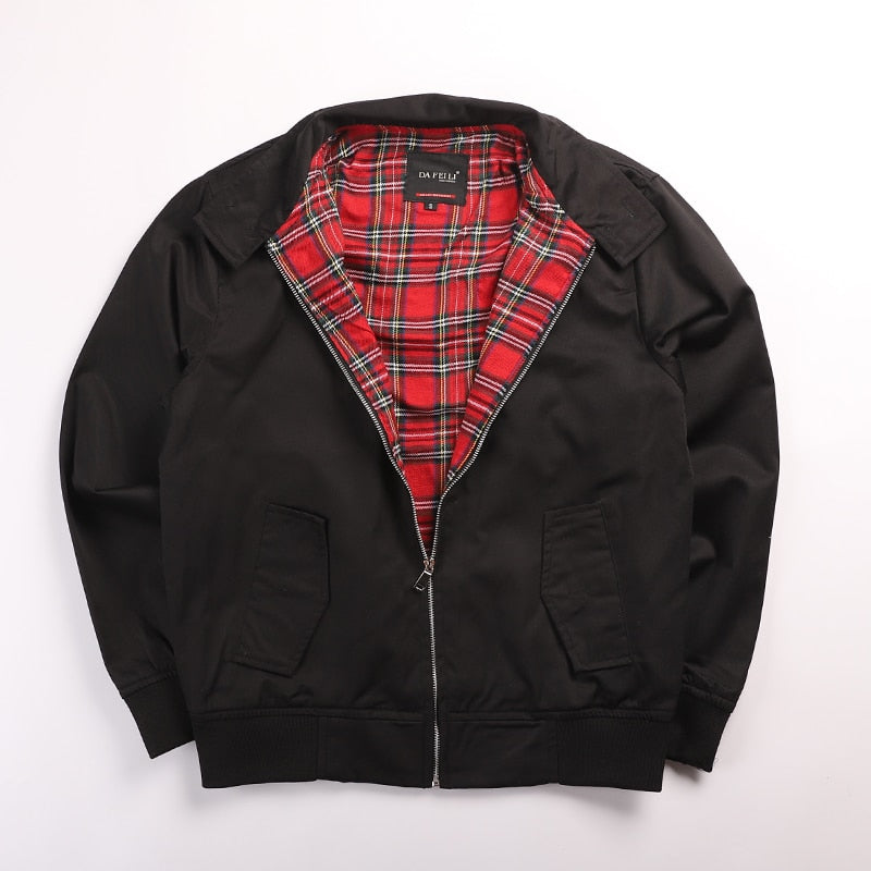 Vintage Classic Bomber Coat Jacket-Blue/Black