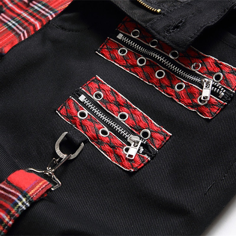 Plaid Black Denim Jean Pants