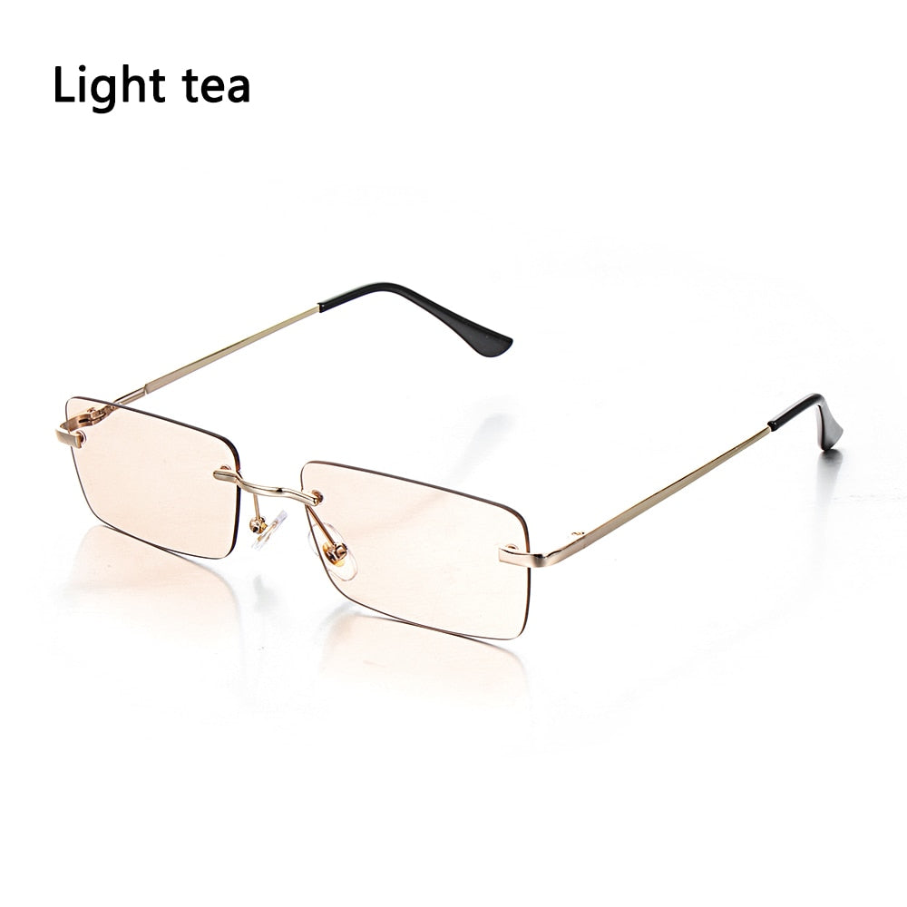 Vintage Retro Rimless Rectangle Unisex Sunglasses-Multiple Options