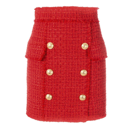 Red Tweed Mini Skirt