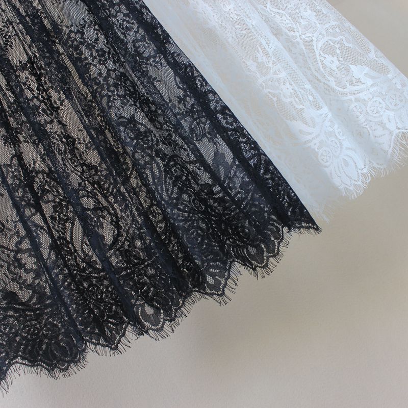 Hot Summer Women Lace Skirts Fashion Solid Casual Mesh Tulle Skirt Hollow Out Short Pencil Elegant Elastic Black White Skirt