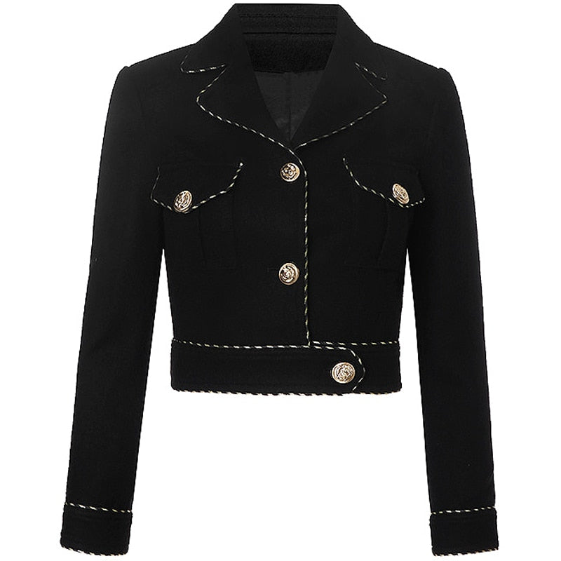 Long Sleeve Cropped Jacket-Black