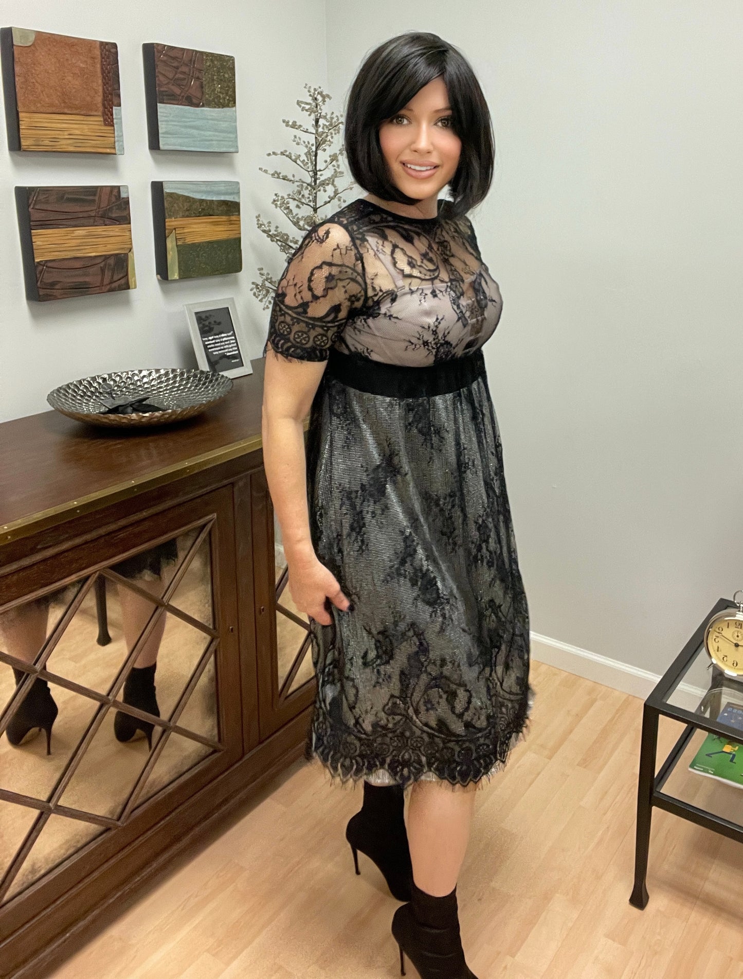 LulaRoe Lola Skirt/Dress-Silver NWT