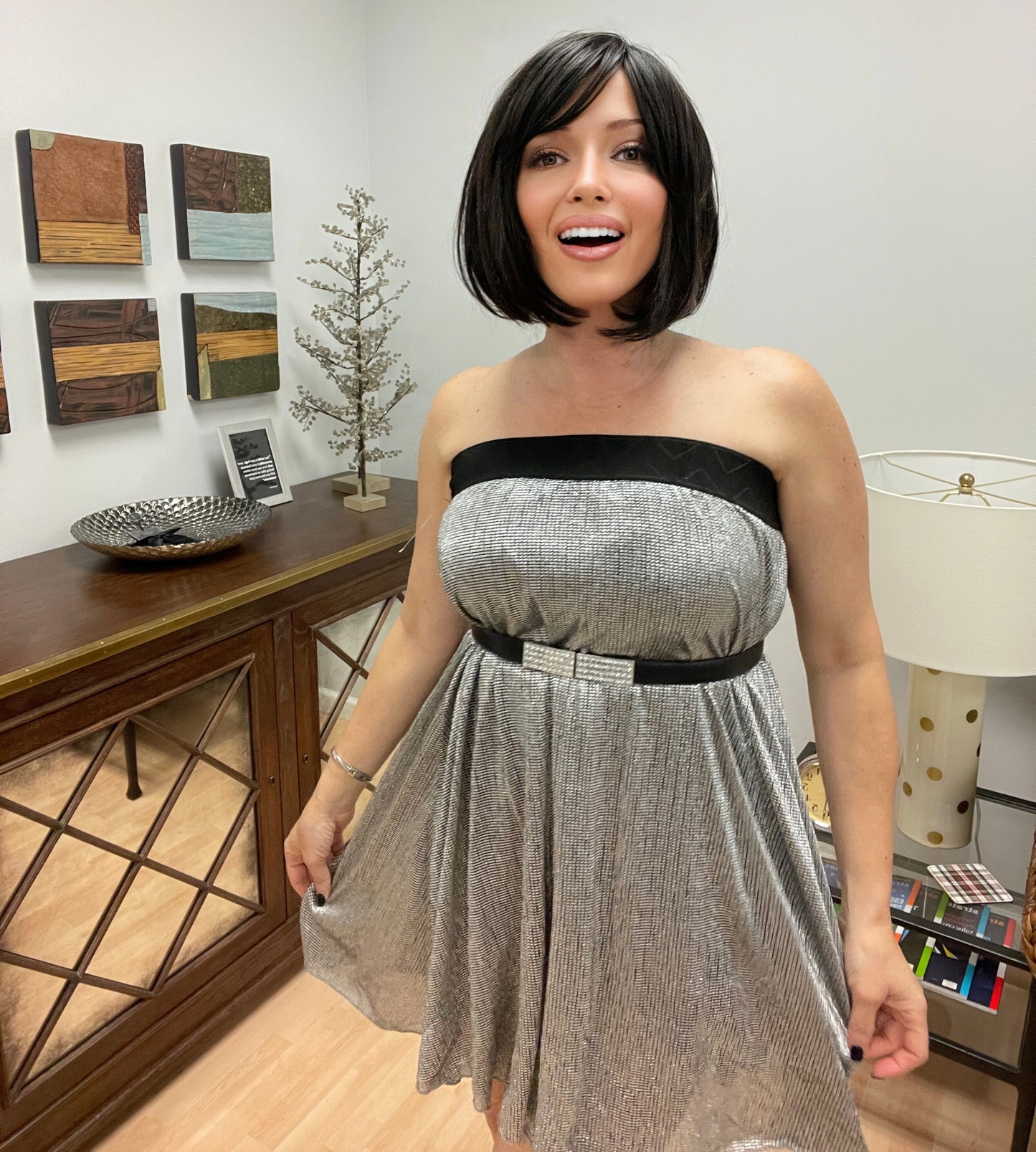LulaRoe Lola Skirt/Dress-Silver NWT