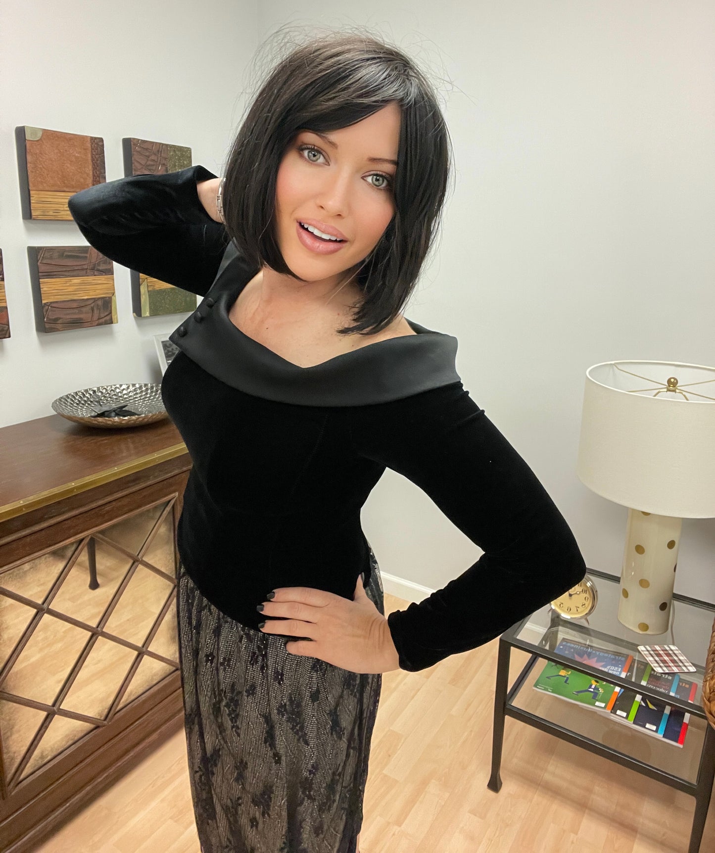 Alex Evenings Velvet Corset Top-Vintage/Black EUC